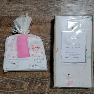 Brand new tags bedding set fitted ballerina crib sheet three pack swaddling blkt